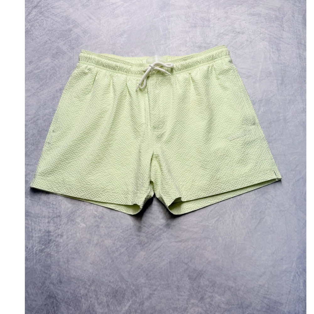 PacSun Mens sz M lime Green Seersucker Board Shorts Swim Trunks Lined preppy